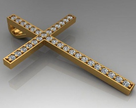 cross 04 pendant gold silver jewelry jewellery printable diamond pendants brilliant 3dprinting fashion model 3d print model - Mito3D