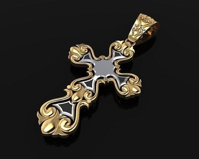 cross 1 ornate gold pendant jewelry emerald fashion classic cad ring rings printable gem beauty silver platinum prototyping engagement jewel gems pendants 3d print model - Mito3D