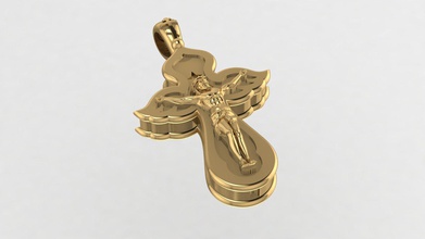 Cruz 3 joalheria diamante beleza jóia prata ouro jóias acessório argolas moda roupa noivado gema pedra preciosa luxo imprimível platina Jesus santo pingentes 3d print model - Mito3D