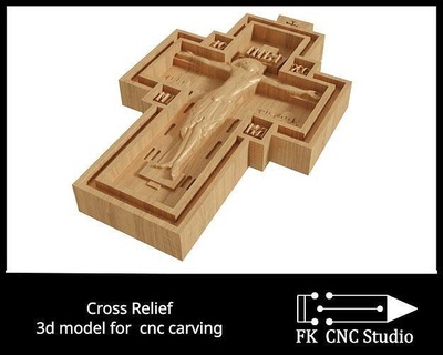 cross 3d model - cnc carving cnc carving religion router jesus house accessories  3d print model - Mito3D