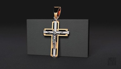 cruzar 3d modell impresión cnc joyería oro plata crucifixión jesús religión diseño cera imprimible moda joya 3d print model - Mito3D