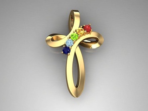 croix 5 pierre pendentif bijoux de la rubi le saphir diamant gem joyau or d'argent hommes femmes mode beauté l'impression 3d art forme conception pendentifs 3d print model - Mito3D