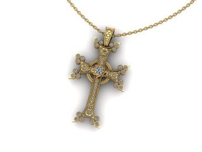 cross armenian 1 gold diamond pendant jewelry pendants 3d print model - Mito3D