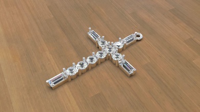 kreuz stangenbrot gold silber edelsteine religion anhänger vertrauen schmuck juwel 3d print model - Mito3D