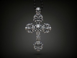 cross big skull biker jewellery silver gold christian jewelry pendants 3d print model - Mito3D