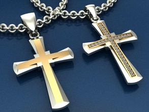 Kreuz christian Diamanten Schmuck gold Silber bedruckbar ist symbol Diamant-ring Gott Heiligen Juwel religion religiou Objekt Halsketten 3d print model - Mito3D