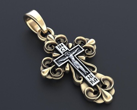 cross a crucifix in gold 350 3dprinted design fashion golden jewel jewellery jewelry print printabl printable printing prototyping silver pendants 3d print model - Mito3D