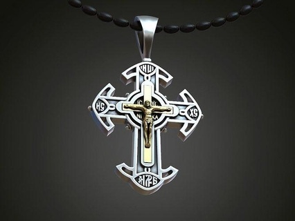 cross crucifixion saint slavic eastern religios jesus christ cyrilic orthodox christianity religiou object pendant necklace jesu jewelry pendants 3d print model - Mito3D