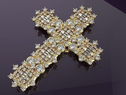 traverser diamants bijoux pendentifs or diamant imprimable Collier Jésus pendentif religieux Christian 3d print model - Mito3D