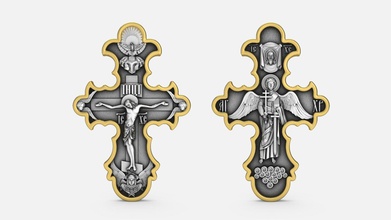 cross double sided orthodox archangel jesu angel bible religiou object statuette guardian jesus christianity jewelry pendants 3d print model - Mito3D