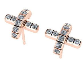 cross earrings gold rosegold jewelry sterling 3d print model - Mito3D