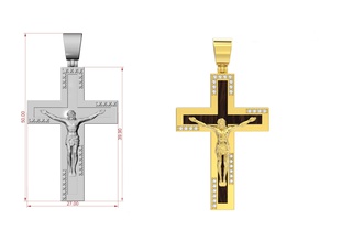 croix d'émail bijoux or imprimable pendentif collier 3d cad de la religiou objet crucifixion pendentifs livre sterling gem d'argent mode beauté joyau d'impression 3d print model - Mito3D
