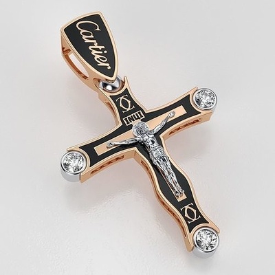 traverser émail or imprimable bijoux argent pendentifs bijou pendentif 3d religion jésus religiou croix christian ortodox diamant 3d print model - Mito3D