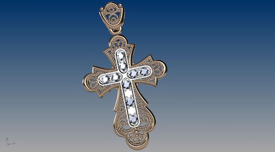croix en filigrane bijoux de la or les pierres exclusif 3dm fichier joyau le diamant gem pendentifs 3d print model - Mito3D