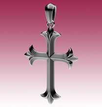 cross fleur lis faith religion webster holy classic silver gold brutal lightweight heraldic fashion style symbol religiou object jewelry pendants 3d print model - Mito3D
