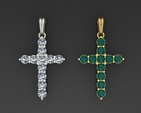 çapraz mücevher taşlar kolye takı elmas dini akım tasarım katedral değerli din İsa parlak altın sross kolyeler 3d print model - Mito3D