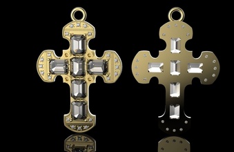 cross gems jewelry jewellery religion religious silver gold printable cnc gem diamond religiou object jewel fashion beauty pendants 3d print model - Mito3D