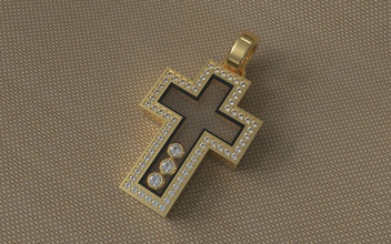 cross-Brille mit Diamanten Schmuck Kreuz chopard Glas Silber gold bedruckbar ist Anhänger sterling Juwel saphir - 3d print model - Mito3D