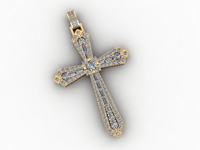 cross gold pendant diamond marquise p66 matdaythanhgia pendants jewelry jewellery gem silver matday caythanhgia vangbac kimcuong 3d print model - Mito3D