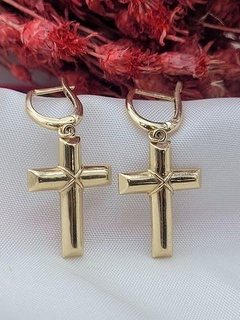 cross hoop earing gold jewelry antique symbol silver pendant religion bible art jesus light church ancient lock earings earrings 3d print model - Mito3D