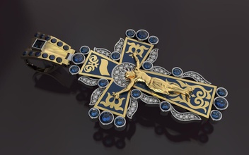 çapraz isa takı spasi Soxrani mücevher altın gümüş Sanat safir lüks jesu kolye emal 3d print model - Mito3D