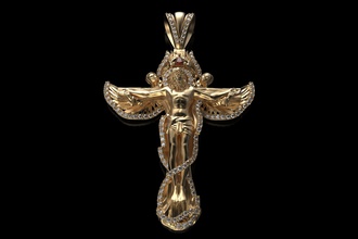 cross jesus angels jewelry gold silver sterling angel religion suspension antique jesu jewel platinum traditional art christian bible ancient brilliant pendant pendants 3d print model - Mito3D