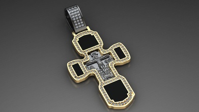 traverser jésus marie bijoux or luxe imprimable émail dimonds pendentifs 3d print model - Mito3D