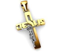 kreuz jesus anhänger religiös schmuck 3d drucken modell christus gold silber golgatha juwel nazareth dom gesegnet apostel 14k 18k 3d print model - Mito3D