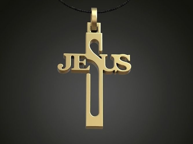 cruzar Jesús mujeres colgante pendiente joyería joya oro plata imprimible libra esterlina jesu collar platino etsy mujer anillos 3D print model - Mito3D