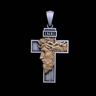 cross jesus pendant sculpting jewelry silver sterling printable creature jewellery gold necklace pendants angel head sculpture statue religiou object 3d print model - Mito3D
