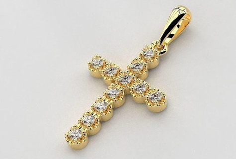 cross jewelry pendant necklace gold silver printable gem sterling brilliant pendants diamond brillant diamant 3d print model - Mito3D