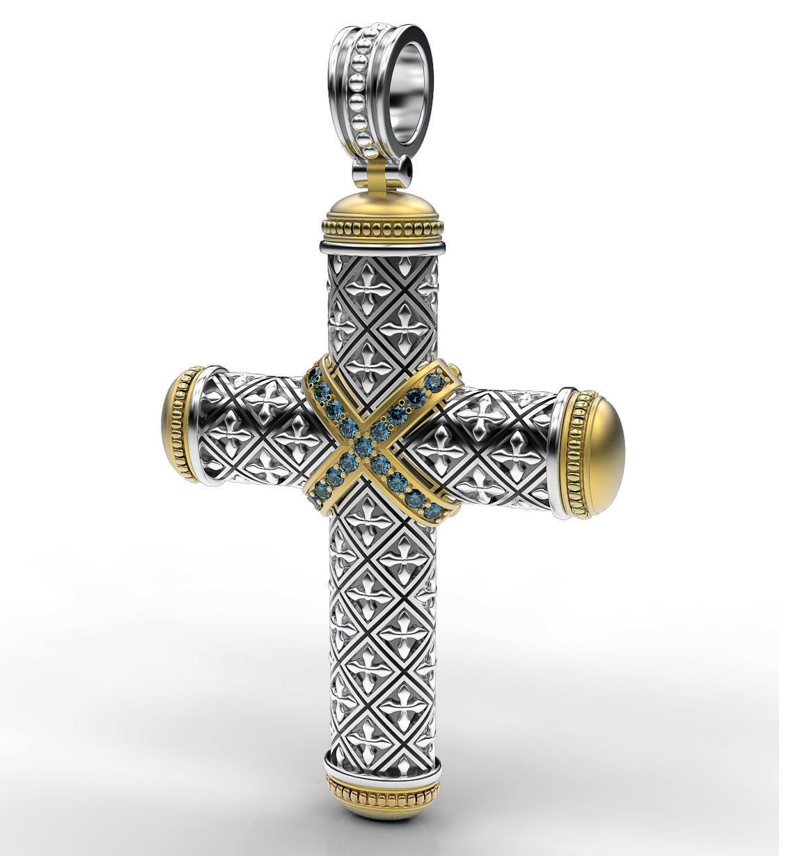 cruzar Konstantino plata oro colgante pendiente collar estilo Moda brutal religioso mujer hombre clásico elegante fe patrón catedral joyería joya anillos 3D print model - Mito3D