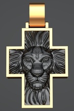 cruzar León colgante pendiente oro plata Arte religión imprimible joyería joya colgantes 3d print model - Mito3D