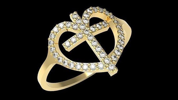 attraversare amore squillare argento stampabile diamante sterlina jesu gioiello gioielleria cristiano Bibbia religiou oggetto calcolo platino anelli 3d print model - Mito3D