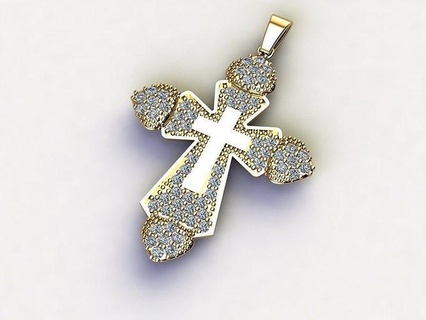 Kreuz Halskette klassisch Diamant Anhänger 3dmodel 3d drucken Modell 22 Jesus religiös Schmuck fein Gold Silber druckbar Nagel Mode Trends religiou Objekt 3d print model - Mito3D