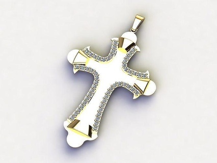 Kreuz Halskette klassisch Diamant Anhänger 3dmodel 3d drucken Modell 28 Jesus religiös Schmuck fein Gold Silber druckbar Nagel Mode Trends religiou Objekt 3d print model - Mito3D