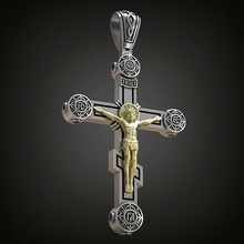 cross orhodox big gems patterns christ silber silver religion christian religiou object jewel orthodox god church bible blessed jewelry pendants 3d print model - Mito3D