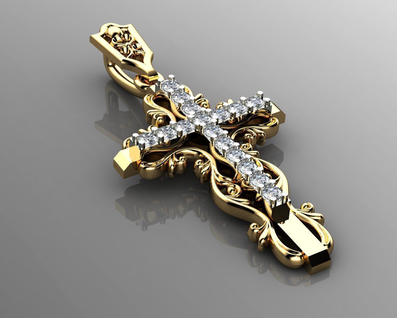 cross ornament jewelry gold diamond wedding silver gemstone emerald amethyst ruby sapphire pendants 3D print model - Mito3D