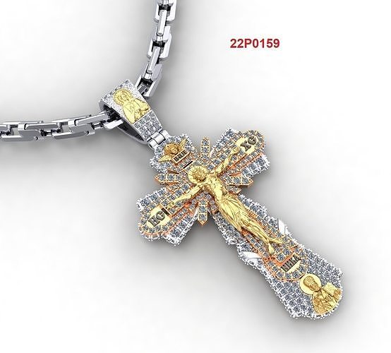 Cruz ortodoxo cheio diamante Jesus Cristo jesu cristão Igreja símbolo pingente maria mãe nicolas santo joalheria pingentes religiou objeto 3D print model - Mito3D