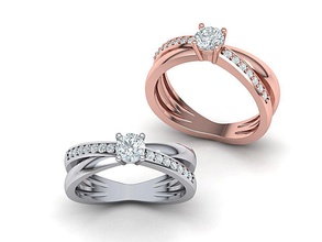 cross-over-Verlobungsring 3dmodel Schmuck croos-ring croos-Schaft Diamant-ring engagement ring usa Kanada israel Versprechen croosover cad bedruckbar ist Mode-ring 3dprinting diamond genial Erde 4prong 4claw Ringe 3d print model - Mito3D