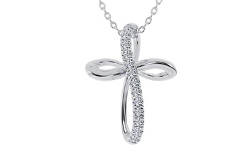 cross pendant jewellery printable jewelry gold diamond pendants sterling silver diamonds 3d print model - Mito3D