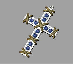 pendente transversal jóias a cruz pingente diamante 3dprint printable de prata ouro gem moda pingentes 3d print model - Mito3D
