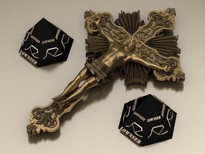 cruz pingente jesus coroa espinhos religioso católico igreja medalhão alívio retrato santo deus jóias arte esculturas antigo jesu ouro joalheria pingentes 3d print model - Mito3D