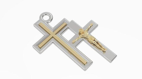 cross pendant gold silver art love ring diamond jewelry 3d printable pendants 3d print model - Mito3D