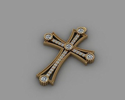Kreuz Anhänger Gold Silber Ring Mode Sterling druckbar Juwel Schmuck brillant Diamant Schönheit Engagement 3d print model - Mito3D
