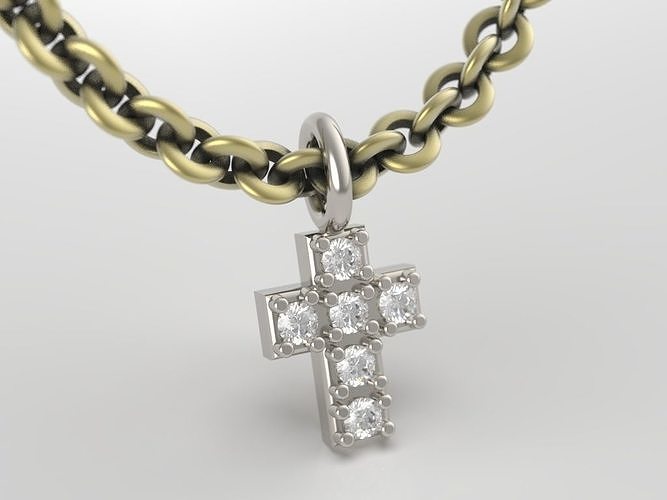 Kreuz Anhänger Schmuck Silber Platin Sterling Juwel Platz Mode Gold leuchtenden druckbar Luxus Liebe cad Diamant Ring Halskette 3D print model - Mito3D
