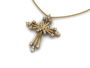 cross pendant 1 gold diamond jewelry pendants 3d print model - Mito3D