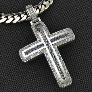 cross pendant 2 crosspendant jewelry jewellery gold diamond necklace bracelet cuban miami link silver jewel 3dprint printable chocker gem necklaces pendants 3d print model - Mito3D