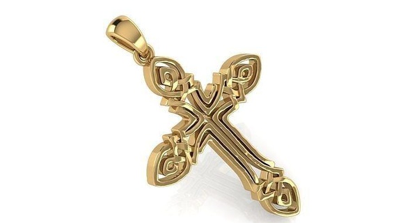 cross pendant cr07 gold silver copper fancy fashion lightweighted 3d cad texture art traditional metallic sterling retro antique gem decoration jewelry pendants 3d print model - Mito3D