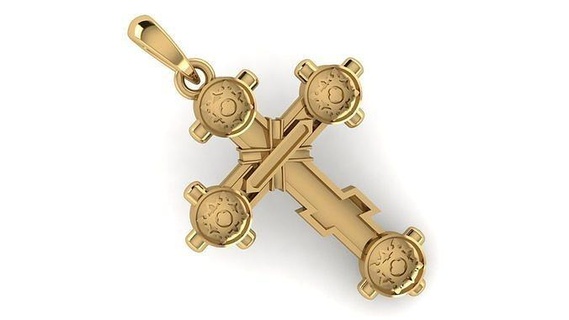 cross pendant cr186 printable classic gold silver antique god jesus crucifix shaped poly low christians art retro old new leight weight jewelry pendants 3d print model - Mito3D